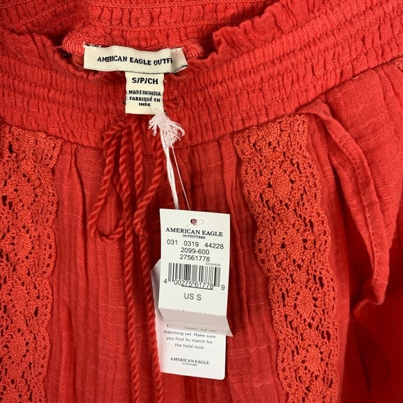 American Eagle Coral Pull On Shorts Crochet Linen - Picture 3 of 6